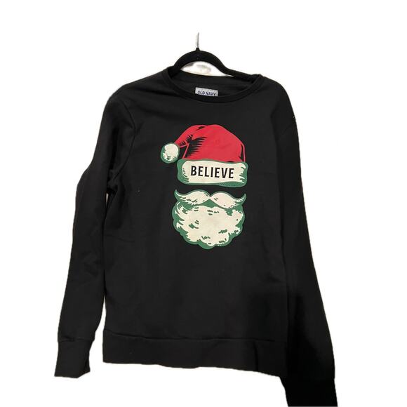 Old Navy Santa Claus Black Crewneck Sweatshirt Mens L - Picture 1 of 3